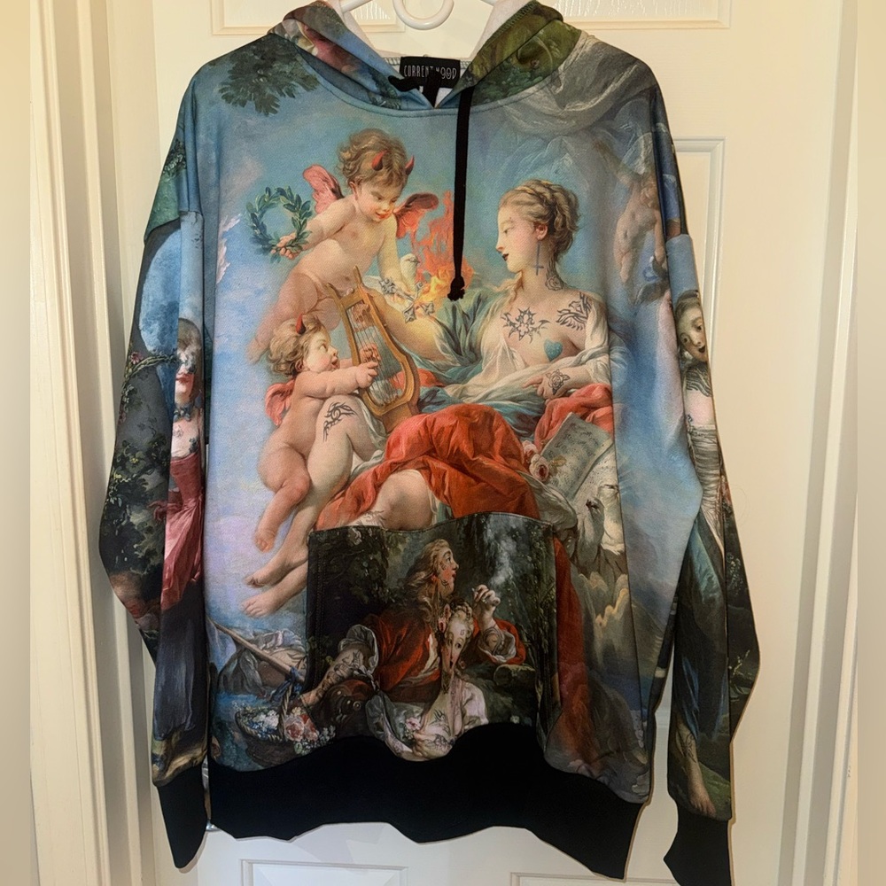 Dolls Kill Current Mood Artistic Graphic Hoodie Size M